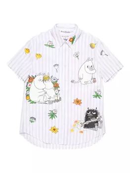 Acne Studios полосатая рубашка с графичным принтом, белый