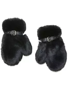 Acne Studios пушистые варежки с пряжкой, черный