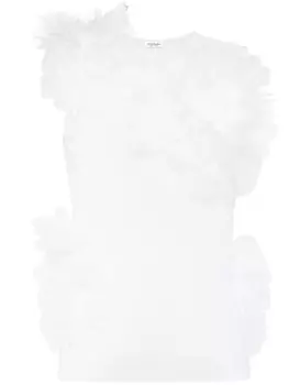 Acne Studios сетчатый топ с цветочной аппликацией, белый