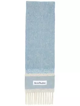 Acne Studios шарф с бахромой и логотипом, синий