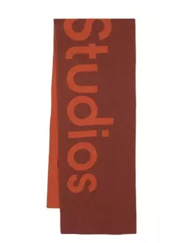 Acne Studios шерстяной шарф с логотипом, оранжевый