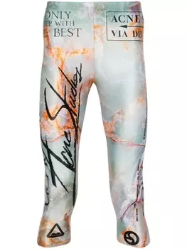 Acne Studios укороченные легинсы с принтом, зеленый