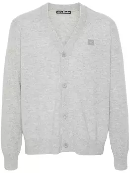 Acne Studios вязаный кардиган с заплаткой на лице, серый