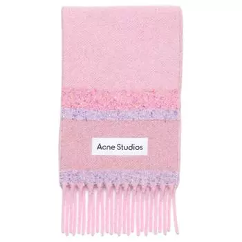 Acne Studios Женский шерстяный вязаный шарф розового цвета