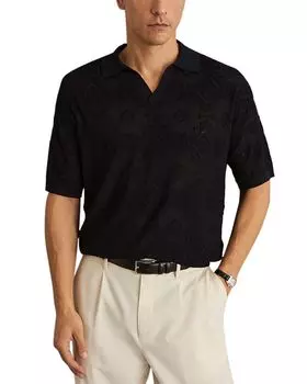 Ацтекское поло с жаккардовым узором Slim Fit REISS, синий