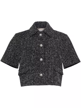 Adam Lippes укороченный твидовый жакет Marseille, черный