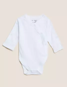 Адаптивные боди из чистого хлопка (от 7 фунтов до 16 лет) Marks & Spencer, белый