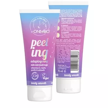 Адаптогенный пилинг Face in Balance с витамином С и натуральными семенами клубники Рейши — эффект сияния для всех типов кожи — на растительной основе, 100% веганский Onlybio