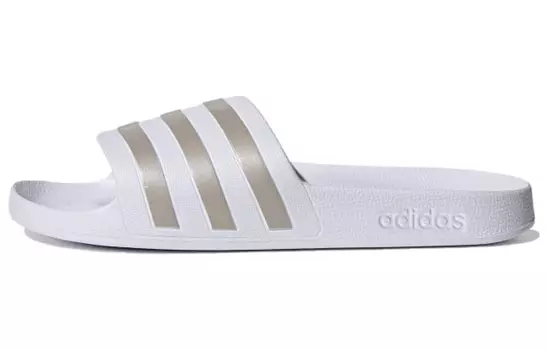 Шлепанцы и сланцы Adilette Adidas Aqua Slides 'White Platinum Metallic'