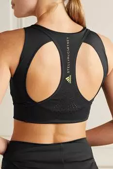 ADIDAS BY STELLA MCCARTNEY + Перфорированный спортивный бюстгальтер Parley TruePurpose из переработанного материала стрейч, черный