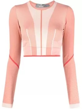 adidas by Stella McCartney укороченный бесшовный топ TrueStrength с длинными рукавами, оранжевый