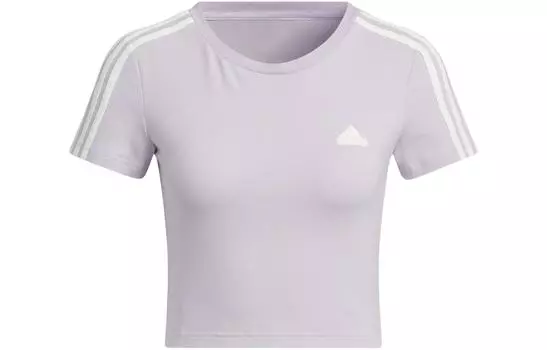 Adidas Футболка с рукавами, женская, серебристо-фиолетовая