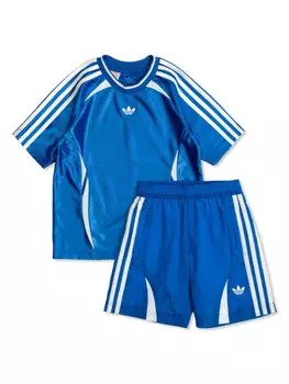 Adidas Kids комплект из топа и шортов с полосками, синий