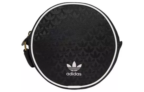 Adidas Маленькая круглая спортивная сумка на одно плечо из переработанного полиэстера, унисекс, черно-белая