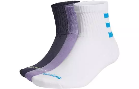 Adidas Neo Носки до середины голени унисекс, 1 комплект из 3 пар, темно-серые, темно-синие, фиолетовые, белые