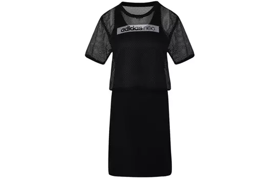 Adidas Neo Платье с короткими рукавами женское черное