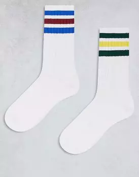 Adidas Originals, 2 пары разноцветных ребристых носков