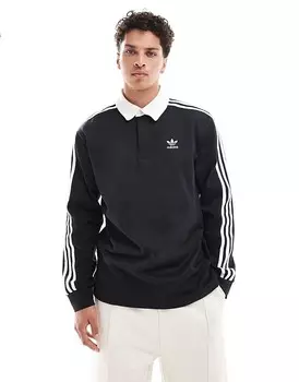adidas Originals – черная рубашка-поло в стиле регби