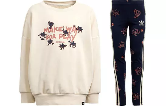 Adidas Originals Детская повседневная спортивная одежда, цвет Set (Fantastic White Sweatshirt + Legendary Ink Blue Pants)