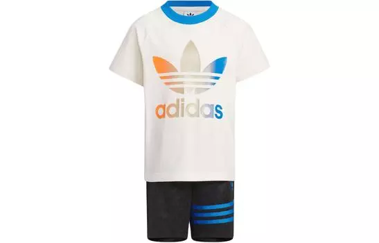 Adidas Originals Детская повседневная спортивная одежда, цвет Wonderful white + Toba blue (set of two)