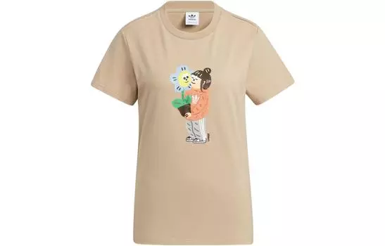 Adidas Originals Футболка с рукавами женская, цвет хаки, коричневая