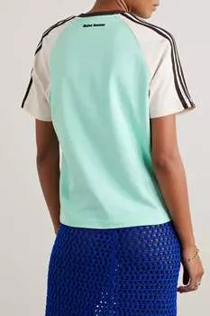 ADIDAS ORIGINALS + футболка Wales Bonner из органического хлопкового джерси с отделкой крючком и колор-блоками, салатовый