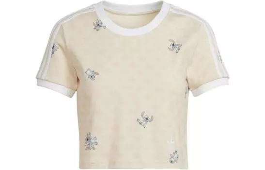 Adidas Originals Футболка x Disney Stitch женская серо-белая