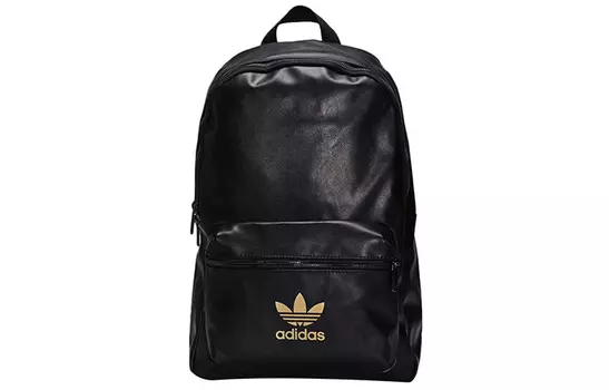 Adidas Originals Кожаный рюкзак, стандартный, женский, черно-золотая расцветка