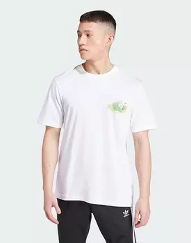 adidas Originals — Leisure League — белая футболка с графикой в стиле гольфа