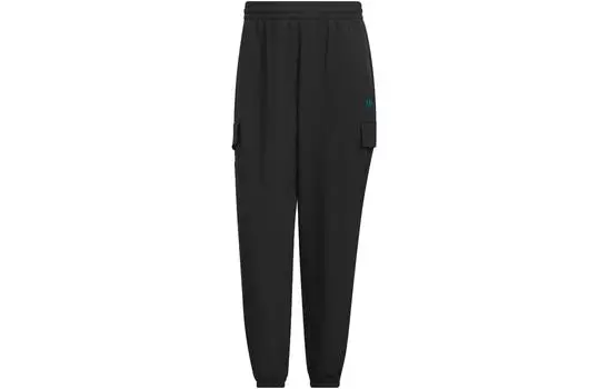 Adidas Originals Мужские трикотажные спортивные штаны, цвет Black/slime green