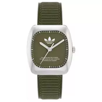 Adidas Originals Наручные часы с кварцевым механизмом, кожаным ремешком, 37*40 мм, зеленый циферблат, унисекс