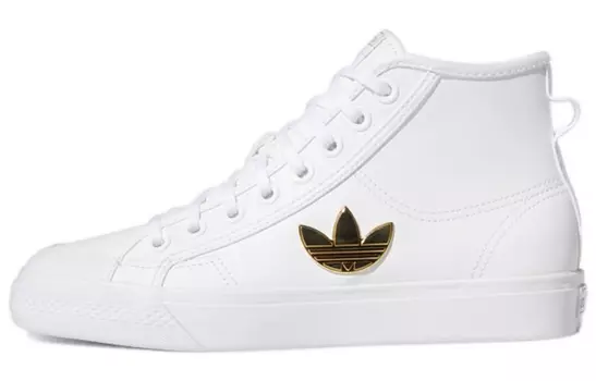 Кроссовки Adidas Originals Nizza Trefoil Hi Cloud White Gold Metallic Women's
