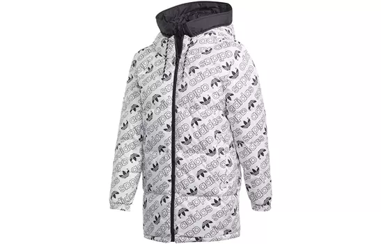 Adidas Originals Пуховик женский зимний, черный, белый