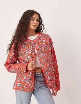 Adidas Originals Стеганая куртка Adidas originals x liberty london полупрозрачного красного цвета / многоцветная