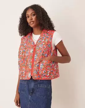 Adidas Originals Стеганый топ Adidas originals x liberty london полупрозрачного красного цвета / многоцветный