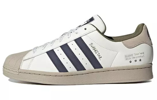 Adidas originals Superstar Обувь для скейтбординга унисекс, БелыйСерыйСиний