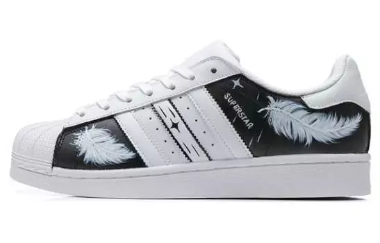 Adidas originals Superstar Series Обувь для скейтбординга унисекс, Black and white feathers