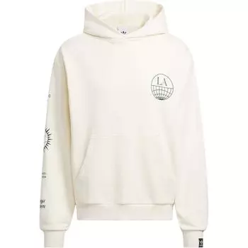 Adidas Originals Толстовка с капюшоном с принтом LA TO THE WORLD, унисекс, цвет слоновой кости/лесной зеленый