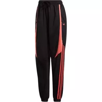 Adidas Originals Трикотажные спортивные брюки TRACK PANT женские, черные/оранжево-красные