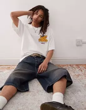 Adidas Originals - Wabash - Футболка белого цвета с леопардовым принтом