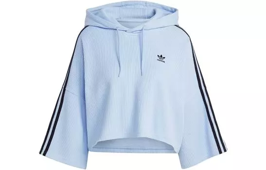 Adidas Originals Женская толстовка с капюшоном Crop Hoodie, светло-розовая, синяя