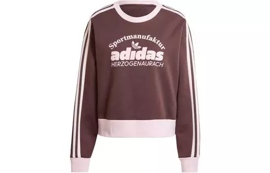 Adidas Originals Женская толстовка с ретро-графикой, темно-серо-коричневая
