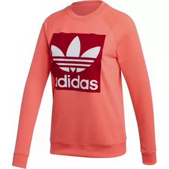 Adidas Originals Женская толстовка TREFOIL CREW, мерцающий красный