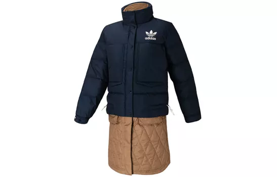 Adidas Originals Женский пуховик синего, коричневого и разноцветного цветов