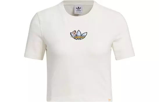 Adidas Originals Женский укороченный топ Monkey Kingdom розового и белого цветов