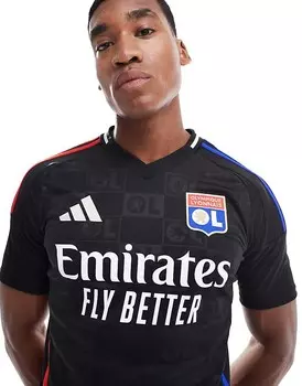 adidas Performance – Черная футбольная футболка с мотивом Olympique Lyonnais