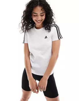 adidas Performance — Essentials — белая приталенная футболка с 3 полосками