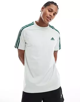 adidas Performance — Essentials — зеленая футболка из джерси с 3 полосками