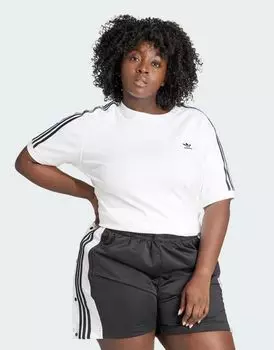 Adidas Plus — белая футболка с 3 полосками adidas