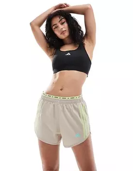 adidas Running – Own The Run – бежевые шорты с 3 полосками